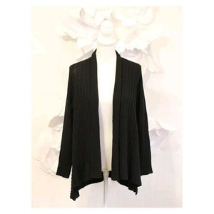 EILEEN FISHER Open Front Cardigan L Black NWT